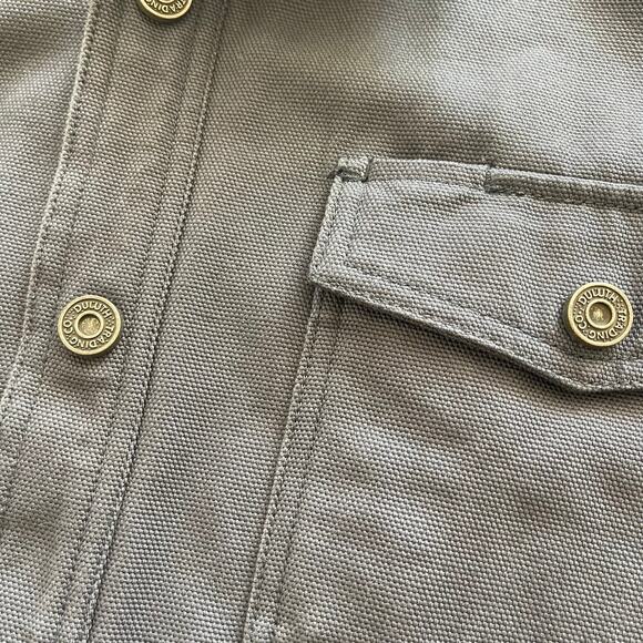 Duluth Trading Co Men Gray Fleece-Lined Barn Coat Jacket Snap Button Size Medium - Picture 9 of 10